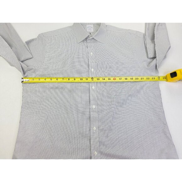 Brooks Brothers Regent Fit Size 16.5 2/3 Mens Non Iron White Black Check Shirt - Picture 4 of 10